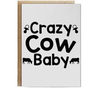 Hippowarehouse Crazy cow baby Birthday Card A5 Personalised with envelope for him for her Funny Cards for Men and Women Blank inside option