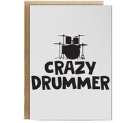 Hippowarehouse Crazy Drummer Personalised Card A6 with envelope for him for her Funny Cards for Men and Women Blank inside option