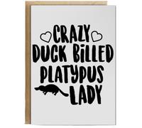 Hippowarehouse Crazy duck billed platypus lady Personalised Card A6 with envelope for him for her Funny Cards for Men and Women Blank inside option