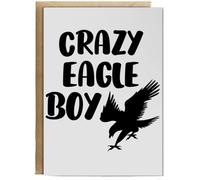 Hippowarehouse Crazy eagle boy Personalised Card A6 with envelope for him for her Funny Cards for Men and Women Blank inside option