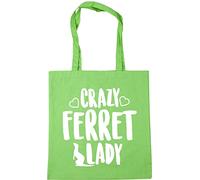 Hippowarehouse Crazy ferret lady Tote Shopping Gym Beach Bag 42cm x38cm, 10 litres
