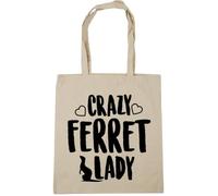 Hippowarehouse Crazy ferret lady Tote Shopping Gym Beach Bag 42cm x38cm, 10 litres