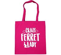 Hippowarehouse Crazy ferret lady Tote Shopping Gym Beach Bag 42cm x38cm, 10 litres