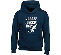 Hippowarehouse Crazy Gecko boy Kids Children's Unisex Hoodie Hooded top Navy