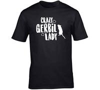 Hippowarehouse Crazy Gerbil Lady Unisex Short Sleeve t-Shirt (Specific Size Guide in Description) Black