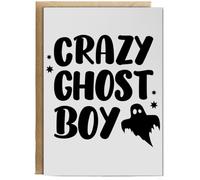Hippowarehouse Crazy ghost boy Birthday Card A5 Personalised with envelope for him for her Funny Cards for Men and Women Blank inside option