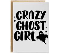 Hippowarehouse Crazy ghost girl Birthday Card A5 Personalised with envelope for him for her Funny Cards for Men and Women Blank inside option