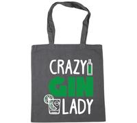 Hippowarehouse Crazy Gin Lady Tote Shopping Gym Beach Bag 42cm x38cm, 10 litres