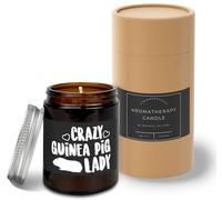 Hippowarehouse Crazy Guinea Pig Lady Candle Aromatherapy 40hr Scented Gift Set Anxiety Relief Sleep Vegan 200g R