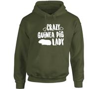 Hippowarehouse Crazy guinea pig lady unisex Hoodie hooded top Olive Green