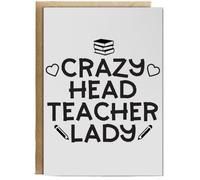 Hippowarehouse Crazy head teacher lady Birthday Card A5 Personalised with envelope for him for her Funny Cards for Men and Women Blank inside option