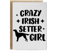 Hippowarehouse Crazy irish setter girl - dog Birthday Card A5 Personalised with envelope for him for her Funny Cards for Men and Women Blank inside option