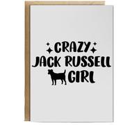 Hippowarehouse Crazy jack russel girl - dog Personalised Card A6 with envelope for him for her Funny Cards for Men and Women Blank inside option