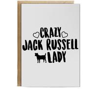 Hippowarehouse Crazy Jack Russel Lady? Birthday Card A5 Personalised with envelope for him for her Funny Cards for Men and Women Blank inside option