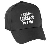 Hippowarehouse Crazy Labrador Lady Dog Baseball Cap hat Premium Printed 5 Panel OneSize Adults Black