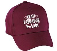 Hippowarehouse Crazy Labrador lady dog Baseball cap hat Premium printed 5 panel onesize adults Burgundy