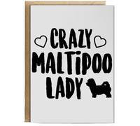 Hippowarehouse Crazy maltipoo lady - dog Personalised Card A6 with envelope for him for her Funny Cards for Men and Women Blank inside option