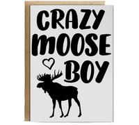 Hippowarehouse Crazy moose boy Personalised Card A6 with envelope for him for her Funny Cards for Men and Women Blank inside option