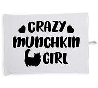 Hippowarehouse Crazy munchkin girl cat Tea Towel Eco Printed Dish Cloth Kitchen accessory 50cmx70cm 100% Cotton