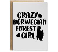 Hippowarehouse Crazy norwegian forest girl cat Birthday Card A5 Personalised with envelope for him for her Funny Cards for Men and Women Blank inside option