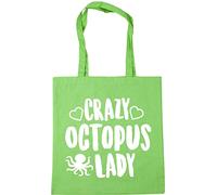 Hippowarehouse Crazy octopus lady Tote Shopping Gym Beach Bag 42cm x38cm, 10 litres