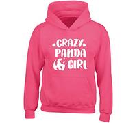 Hippowarehouse Crazy Panda Girl Kids Children's Unisex Hoodie Hooded top Fuchsia Pink