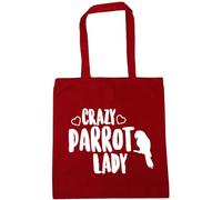Hippowarehouse Crazy parrot lady Tote Shopping Gym Beach Bag 42cm x38cm, 10 litres