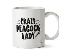 Hippowarehouse Crazy Peacock Lady Printed Mug Cup Ceramic 10oz
