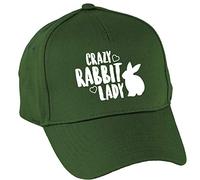 Hippowarehouse Crazy Rabbit Lady Baseball Cap hat Premium Printed 5 Panel OneSize Adults Bottle Green