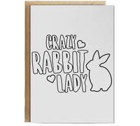 Hippowarehouse Crazy rabbit lady Birthday Card A5 Personalised with envelope for him for her Funny Cards for Men and Women Blank inside option