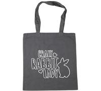 Hippowarehouse Crazy rabbit lady Tote Shopping Gym Beach Bag 42cm x38cm, 10 litres