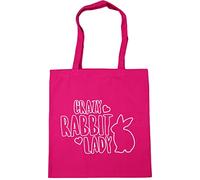 Hippowarehouse Crazy rabbit lady Tote Shopping Gym Beach Bag 42cm x38cm, 10 litres