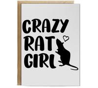 Hippowarehouse Crazy rat girl Birthday Card A5 Personalised with envelope for him for her Funny Cards for Men and Women Blank inside option