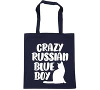 Hippowarehouse Crazy russian blue boy cat Tote Shopping Gym Beach Bag 42cm x38cm, 10 litres