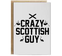 Hippowarehouse Crazy scottish guy Birthday Card A5 Personalised with envelope for him for her Funny Cards for Men and Women Blank inside option