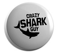 Hippowarehouse Crazy shark guy Badge Pin