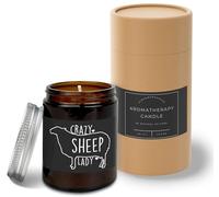 Hippowarehouse Crazy Sheep Lady Candle Aromatherapy 40hr Scented Gift Set Anxiety Relief Sleep Vegan 200g SP