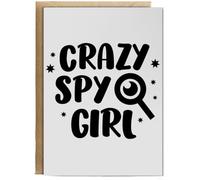 Hippowarehouse Crazy spy girl Personalised Card A6 with envelope for him for her Funny Cards for Men and Women Blank inside option