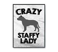 Hippowarehouse Crazy staffy lady dog Printed Poster A4 Wall Art Design Classroom Room Gym Office Décor
