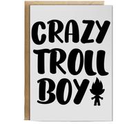 Hippowarehouse Crazy troll boy Personalised Card A6 with envelope for him for her Funny Cards for Men and Women Blank inside option