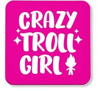 Hippowarehouse Crazy troll girl printed coaster gloss finish durable backing 9cm x 9cm 2 pack
