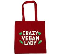 Hippowarehouse Crazy vegan lady Tote Shopping Gym Beach Bag 42cm x38cm, 10 litres