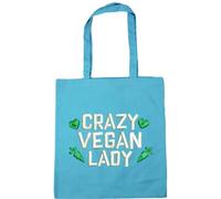 Hippowarehouse Crazy vegan lady Tote Shopping Gym Beach Bag 42cm x38cm, 10 litres