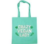 Hippowarehouse Crazy vegan lady Tote Shopping Gym Beach Bag 42cm x38cm, 10 litres