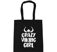 Hippowarehouse Crazy viking girl Tote Shopping Gym Beach Bag 42cm x38cm, 10 litres