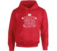Hippowarehouse Crazy Welsh lady unisex Hoodie hooded top Red