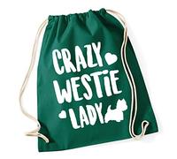 Hippowarehouse Crazy Westie Lady Drawstring Cotton School Gym Bag 37cm x 46cm, 12 litres
