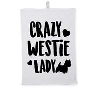 Hippowarehouse Crazy Westie Lady Tea Towel Eco Printed Dish Cloth Kitchen accessory 50cmx70cm 100% Cotton