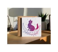 Hippowarehouse Crescent Moon Cat Celestial Starcore Dream Fantasy Personalised Card. 15cm x 15cm with envelope for him for her Funny Cards for Men and Women Blank inside option