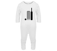 Hippowarehouse Cricket Bat, Ball and Stumps Baby Romper All in one Piece Unisex White